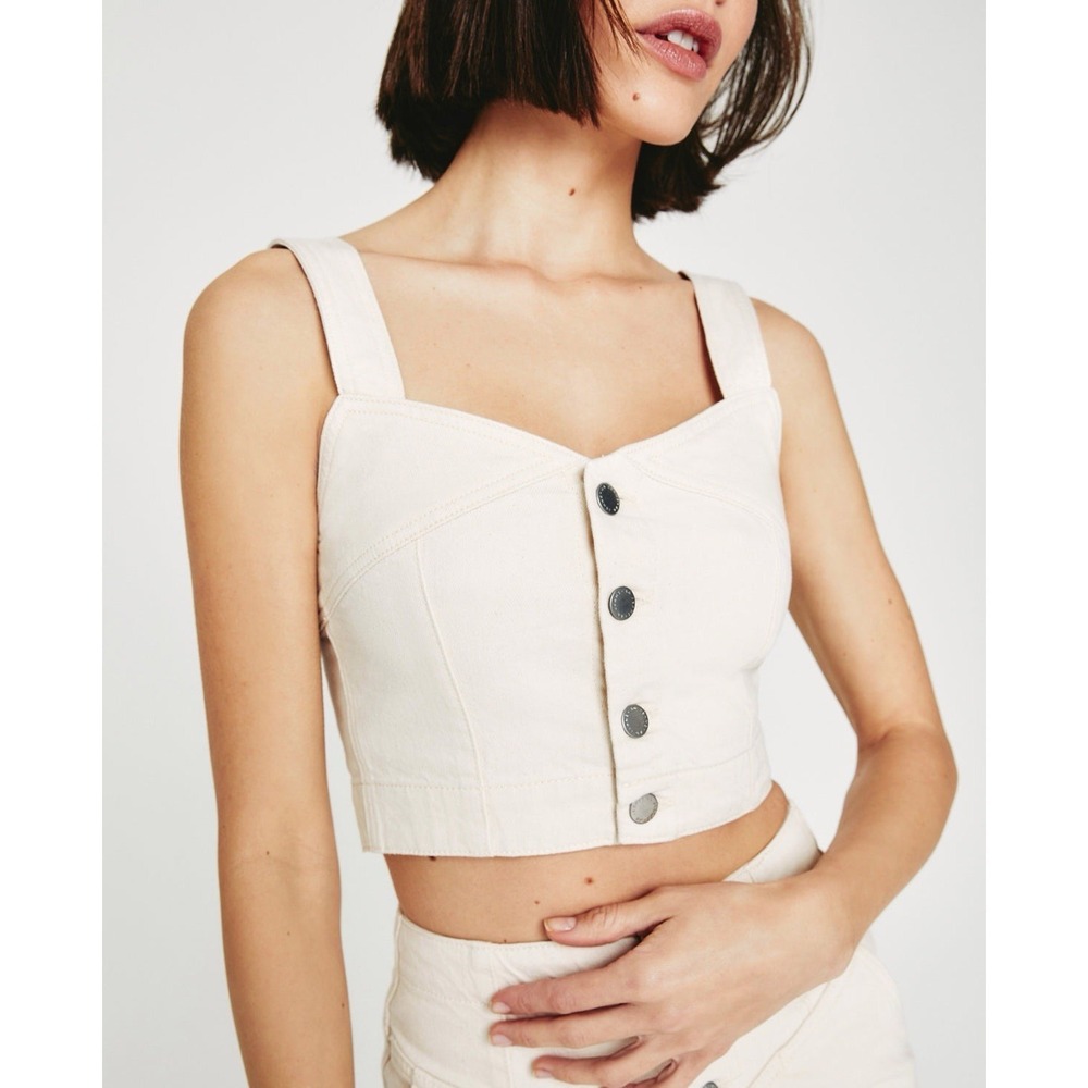 AG Adriano Goldschmied Hebe Bustier Top Cropped Women's Size Medium Ecru Dunes